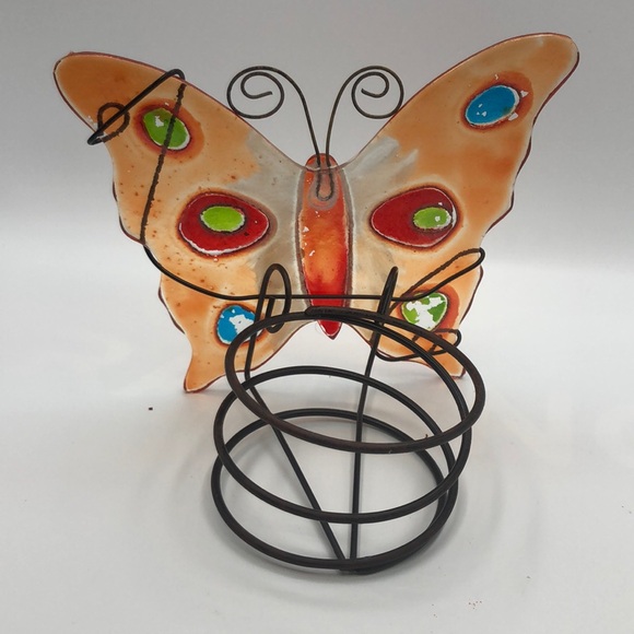 Glass Butterfly Candle Holder VTG - Picture 4 of 5